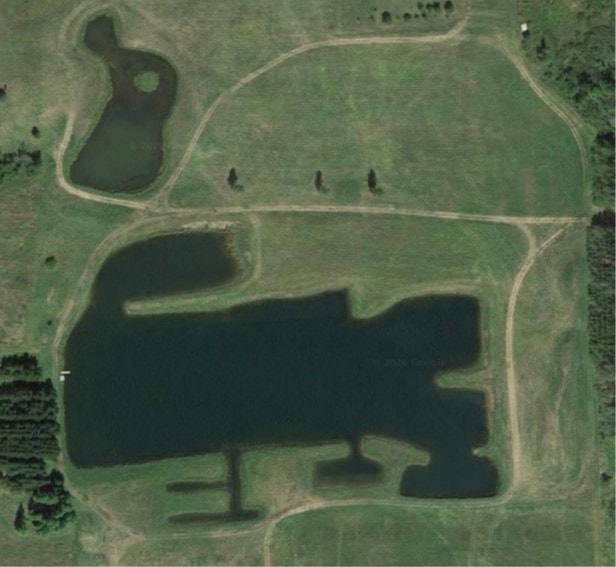 Aerial image of two ponds